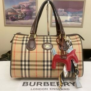 AUTHENTIC BURBERRYS Nova Check Boston Bag 💼 SOME STAINING THROUGHOUT PRELOVED